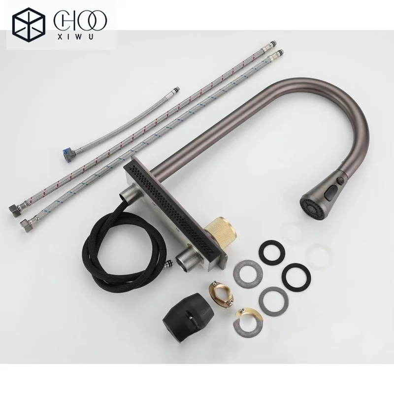 Popular Waterfall Faucet 304 Stainless Steel Hot And Cold Rainfall Kitchen Sink Water Taps Pull Out Spray Kitchen Sink Faucet - Image 6