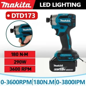 Makita DTD173 1800RPM Cordless Impact Driver 180N.m Brushless Motor Electric Drill Wood/Bolt/T-Mode For Makita Battery