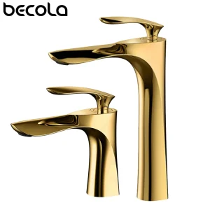 BECOLA Basin Faucets Hot&Cold Short Sink Mixer Bathroom Basin Tap Brass Gold/Chrome/Red/Black Bathroom Faucet Crane Sink Tap