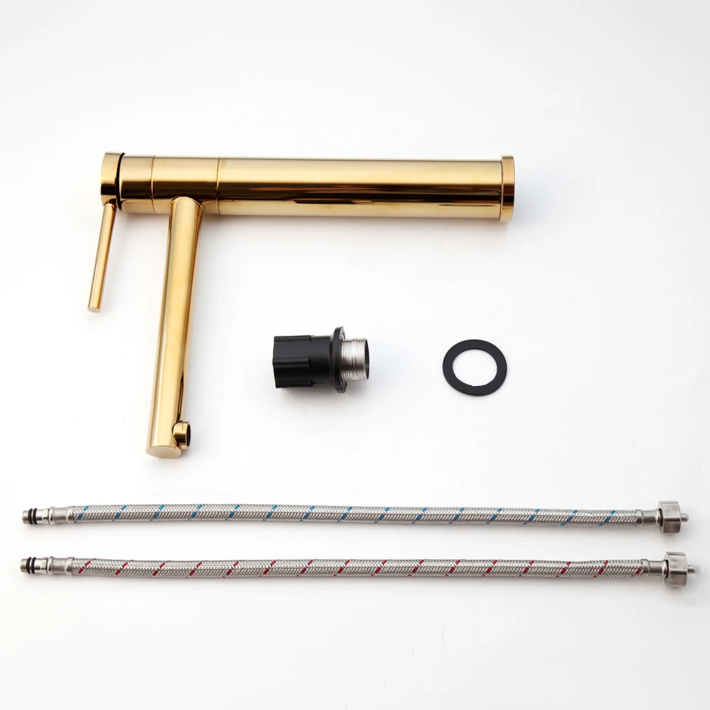 KEMAIDI Tall Bathroom Faucet Basin Sink Black and Golden Plated Tap Hot Cold Water Mixer Tap Deck Mounted Bathroom Faucets - Image 6