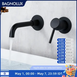 Bathroom Basin Faucet Sink Tap Wash Mixer Hot And Cold Water Wall Mounted Spout Bath Single Handle Ceramic Cartridge Crane