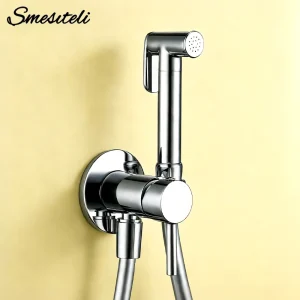 Brushed Rose Gold Bidet Faucet Handheld Toilet Bidet Sprayer Mixer Hot And Cold Water Tap 1.2M Rubber Hose Restroom Cleaning