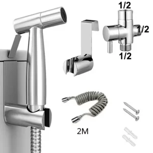 Portable Handheld Toilet Bidet Sprayer Gun Holder Self Cleaning Wash Bidet Faucet Spray 3 Way Valve Bathroom Hose Shower Head
