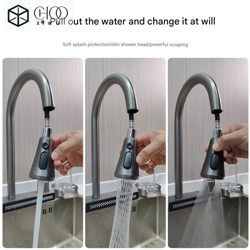 Popular Waterfall Faucet 304 Stainless Steel Hot And Cold Rainfall Kitchen Sink Water Taps Pull Out Spray Kitchen Sink Faucet - Image 5