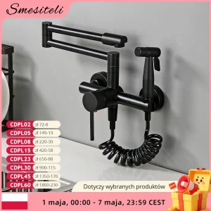 High Quality Solid Brass Deck Mounted With spray gun Double-Jointed Pot Filler Kitchen Sink Faucet Cold OR heat Water Tap
