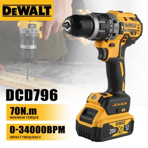 Dewalt DCD796 Cordless Brushless Impact Drill Brushless Drive Compact Drill Rechargeable Portable 20V Battery Power Tools