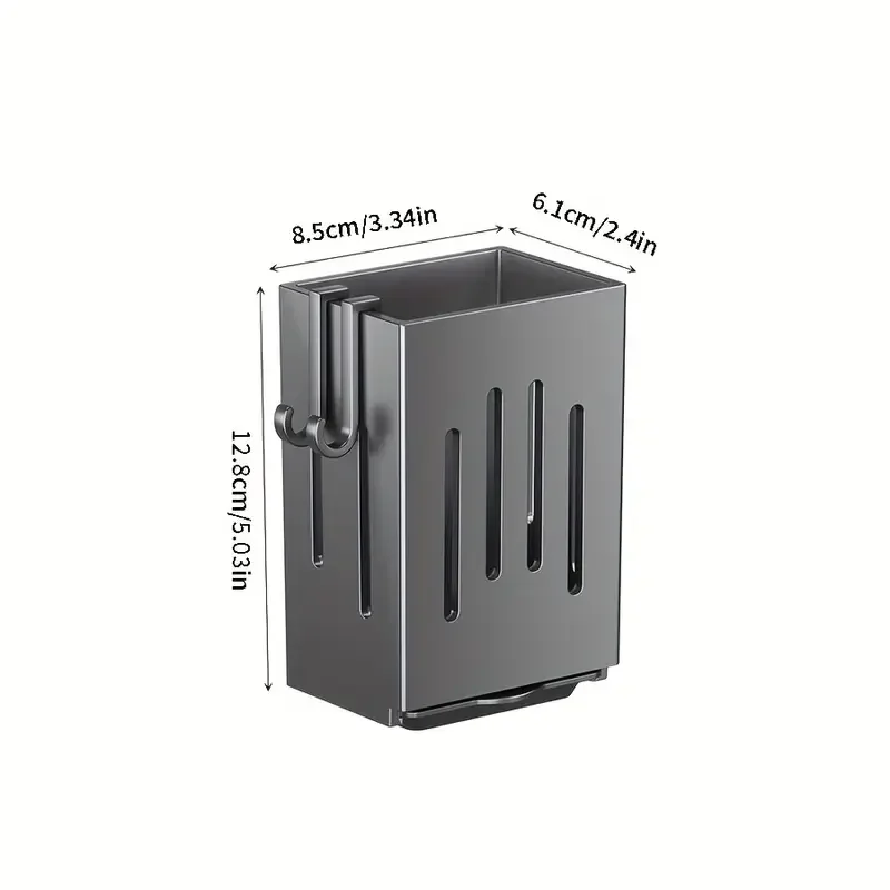 1pc/2pcs Wall-mounted Chopstick Holder Household Kitchen Sink Tableware Storage Rack Punch-free Drain with Water Tray with Hook - Image 4