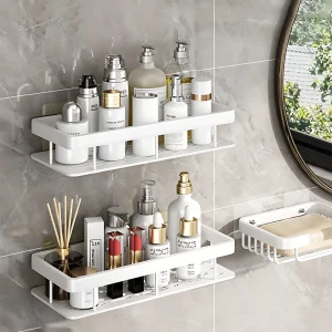 2PCS Bathroom Shelf Kitchen Storage Organizer Aluminum Alloy Shampoo Rack Shower Shelf Bathroom Accessories No Drill Shelf